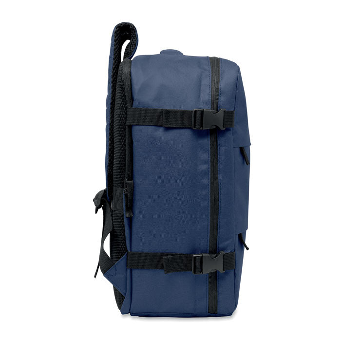 ASPEN - Mochila cabina extensible 20L vista lateral con tirantes, material resistente y diseño práctico.