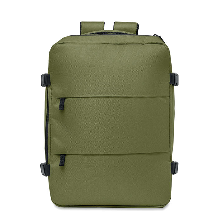 ASPEN - Mochila cabina extensible 20L en color verde, diseño moderno y funcional con bolsillos y capacidad para portátil.