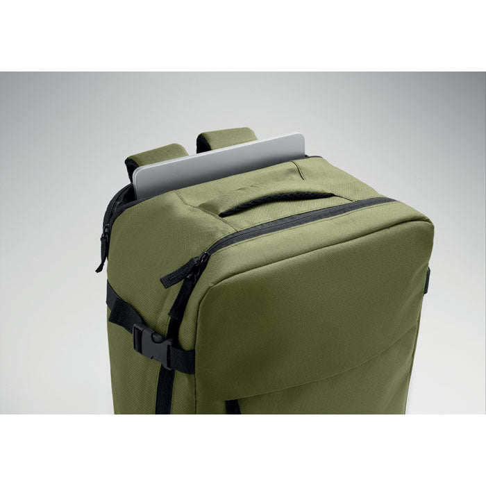 ASPEN - Mochila cabina extensible 20L con compartimento para portátil y diseño ergonómico en color verde.