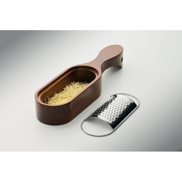 PARMAS - Rallador de queso de acacia con mango de madera y superficie de acero inoxidable, ideal para la cocina diaria.