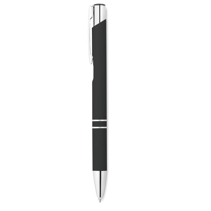 Bolígrafo pulsador de aluminio reciclado del set ARCOPEN - Set libreta A5 PU y boligrafo, con diseño elegante y tinta azul.