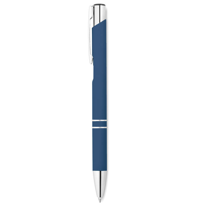 Bolígrafo pulsador de aluminio reciclado azul del set ARCOPEN - Set libreta A5 PU y boligrafo.