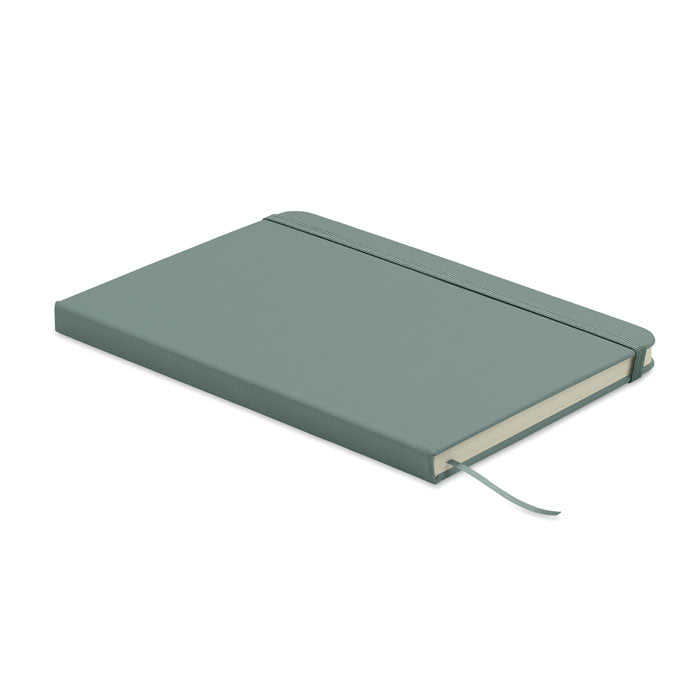 ARCOPEN - Set libreta A5 PU y boligrafo, libreta A5 PU reciclado con cierre elástico y cinta marcapáginas.