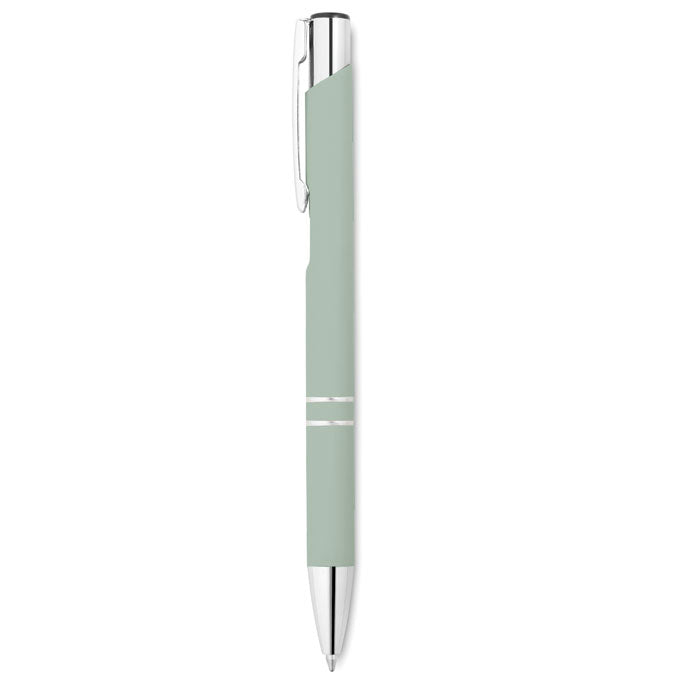 Bolígrafo pulsador de aluminio reciclado en color verde, parte del set ARCOPEN - Set libreta A5 PU y boligrafo.