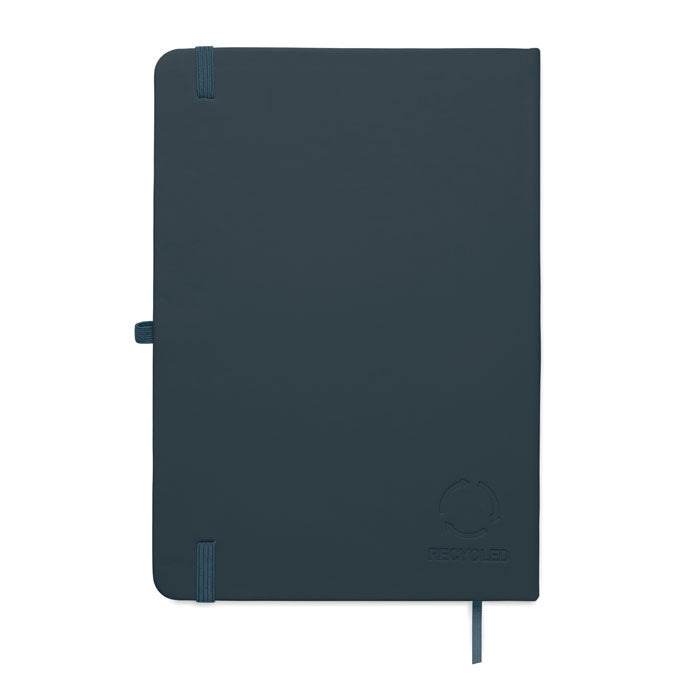ARCOPEN - Set libreta A5 PU y boligrafo, libreta A5 de PU reciclado con cierre elástico y cinta marcapáginas.