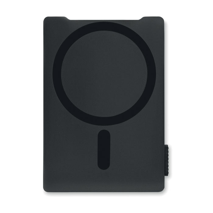 MACARD - Soporte y tarjetero magnético en color negro, diseñado para tres tarjetas y con función soporte.