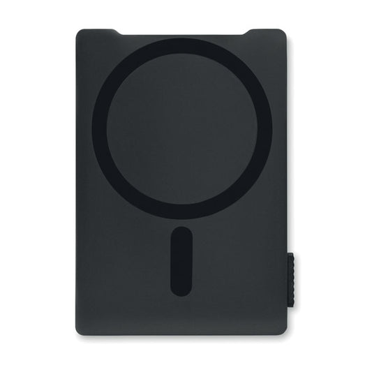 MACARD - Soporte y tarjetero magnético en color negro, diseñado para tres tarjetas y con función soporte.
