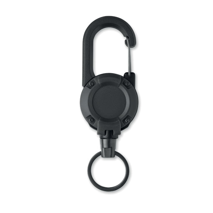 STIBA - Porta credenciales retráctil con mosquetón y cable de acero extensible.