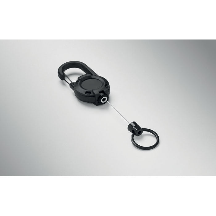 STIBA - Porta credenciales retráctil con mosquetón y cable de acero para acceso seguro a identificaciones.