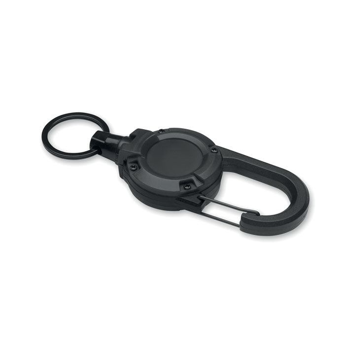 Porta credenciales retráctil STIBA con mosquetón y cable de acero extensible para tarjetas de identificación