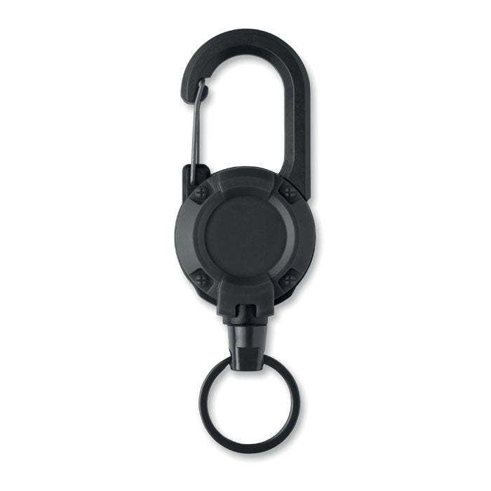 STIBA - Porta credenciales retráctil con mosquetón y cable de acero extensible.