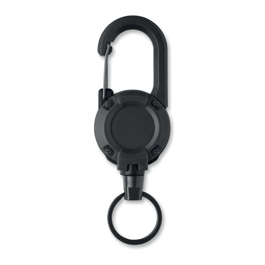 STIBA - Porta credenciales retráctil con mosquetón y cable de acero extensible.