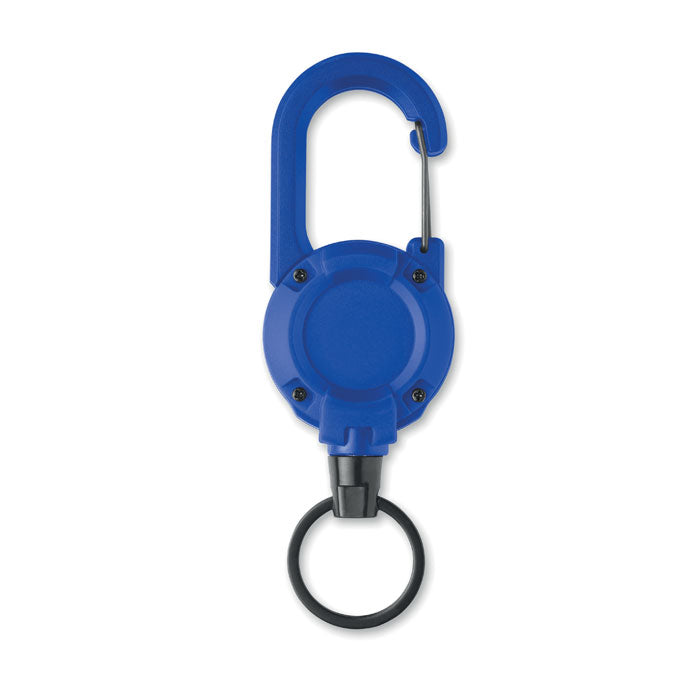 STIBA - Porta credenciales retráctil con mosquetón, diseño en ABS y cable de acero extensible de 60 cm.
