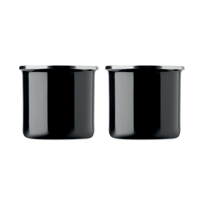 AGRADABLE - Juego de manta polar y 2 tazas, tazas metálicas esmaltadas negras, set de regalo, elegante diseño.