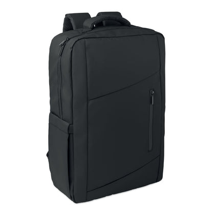 Mochila para portátil de 15 pulgadas en RPET negro, vista frontal completa