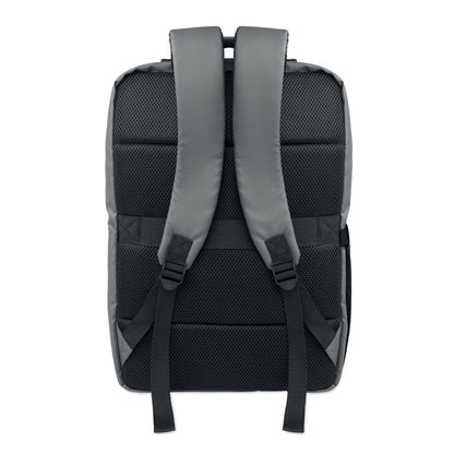 Mochila promocional gris para portátil de 15 pulgadas, vista lateral derecha