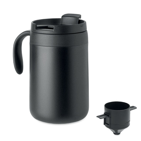 CAFETITO - Taza doble pared filtro café en acero inoxidable, incluye tapa y filtro reutilizable.