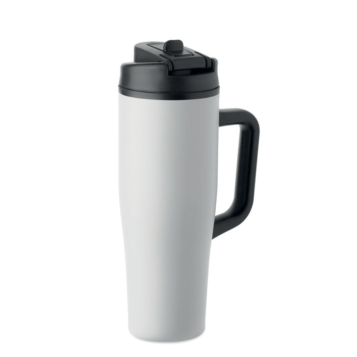ATLANTA - Vaso de doble pared 900 ml, vaso térmico de acero inoxidable reciclado, con tapa 2 en 1 y asa.