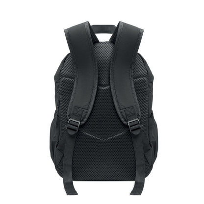 Mochila de nailon ripstop negra vista trasera