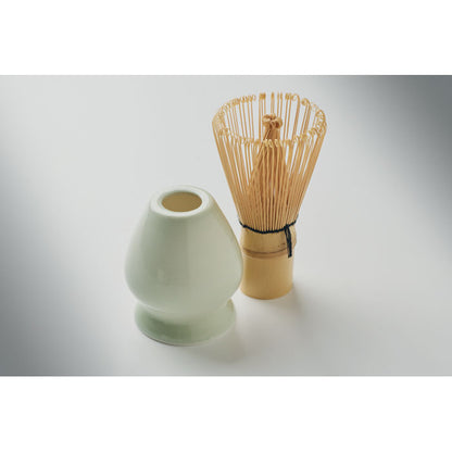 Batidor y cuenco de cerámica para té matcha