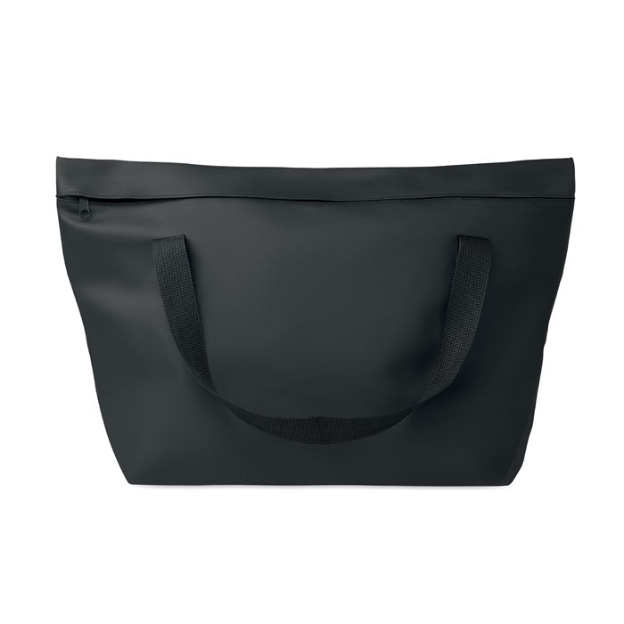 RIDE TOTE BAG - Bolsa de PU para bicicleta 10L, bolsa negra repelente al agua con cierre y asas para bicicleta.