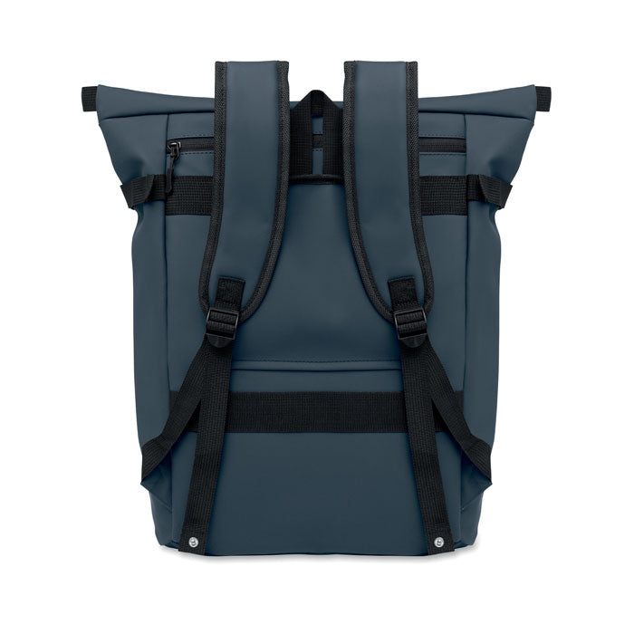 RIDE BACKPACK - Mochila PU para portátil 20L vista trasera con tirantes ajustables y bolsillo lateral.