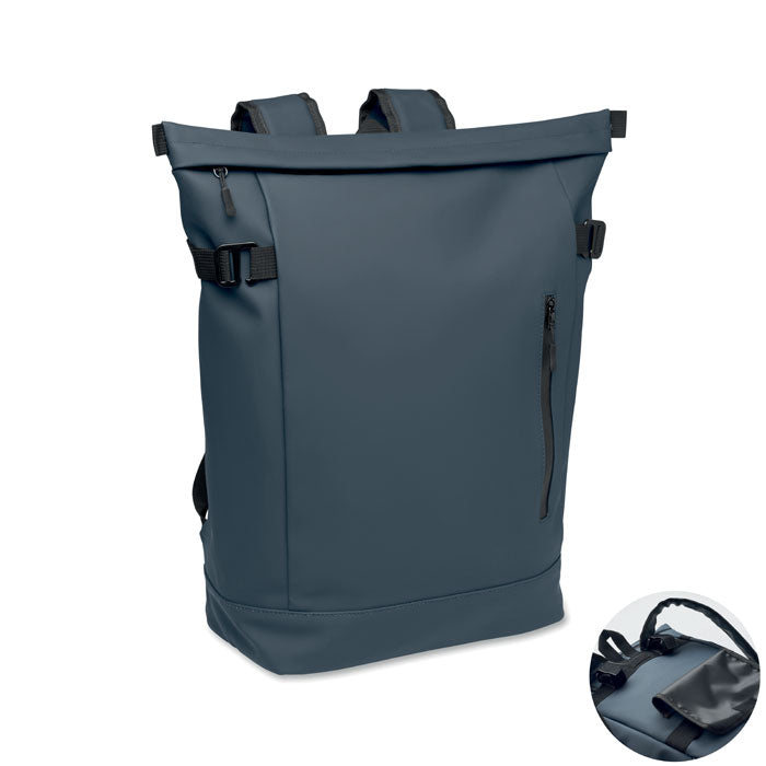 RIDE BACKPACK - Mochila PU para portátil 20L en color gris con compartimentos y correas para bicicleta.