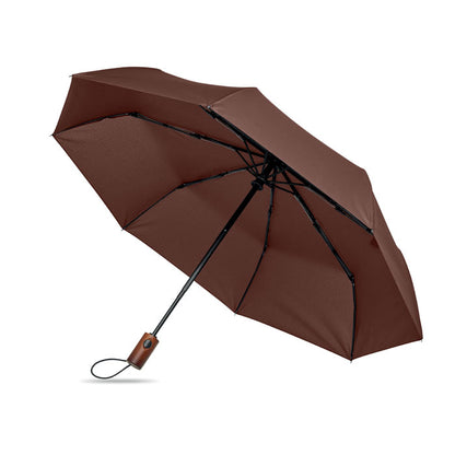Paraguas plegable automático marrón de 21 pulgadas