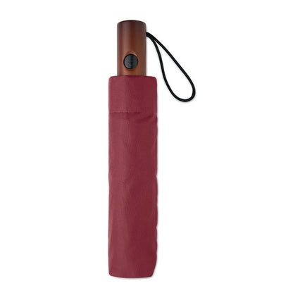Paraguas burdeos plegado con funda