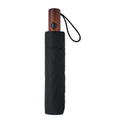 Paraguas negro plegado con funda