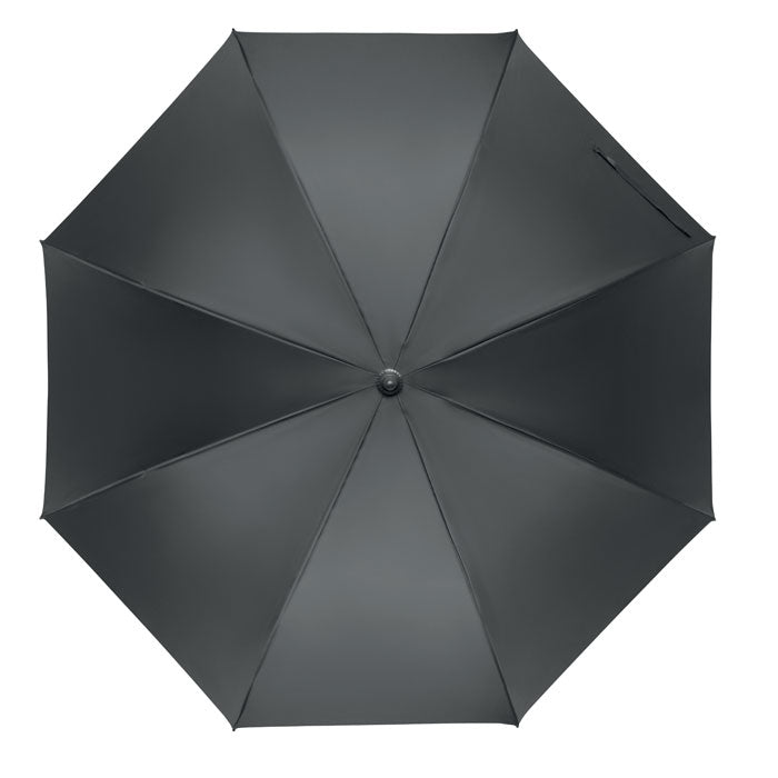 Paraguas automático de 27 pulgadas con apertura automática, color negro, resistente al viento y fabricado en pongee 190T.