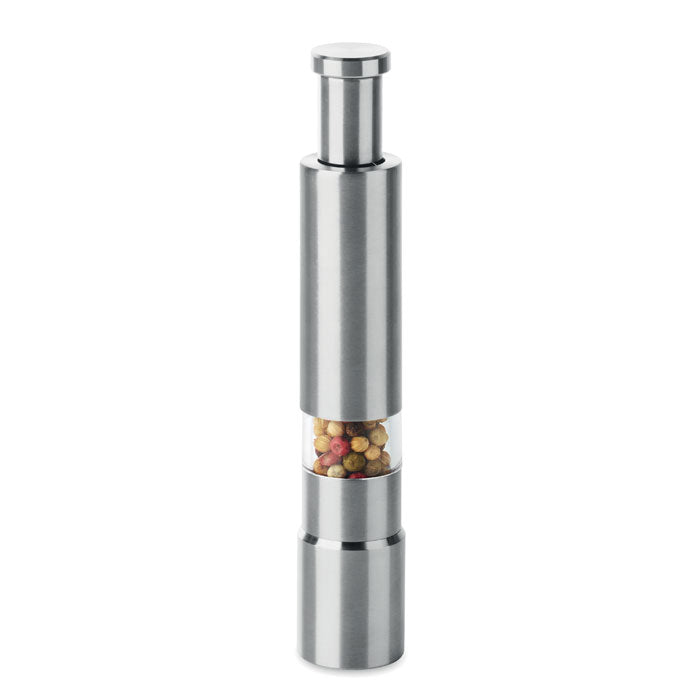 PRESSY - Triturador de sal o pimienta de acero inoxidable y acrílico, diseño moderno y práctico.