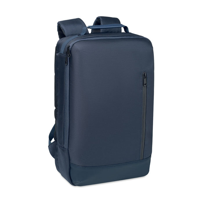BOSTON - Mochila jacquard portátil 15" en color azul, con compartimento y bolsillo frontal.