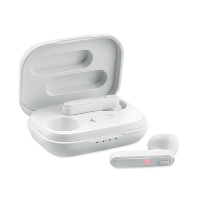 Auriculares inalámbricos blancos con estuche de carga