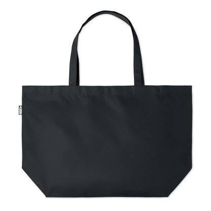 Bolsa de playa negra sostenible con asas largas