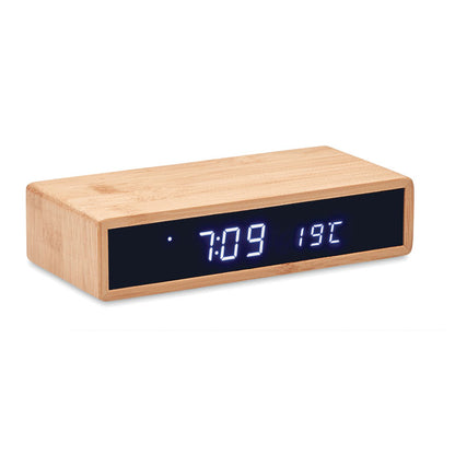 Reloj de madera de sobremesa con funcion de cargador inalámbrico