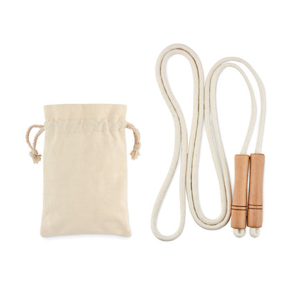 Comba de algodón estilo vintage con mangos de madera y con bolsa de algodón para transportar