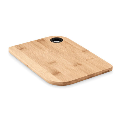 Tabla de cortar de madera con orificio