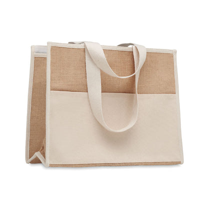 Bolsa de compra de yute y canvas beige