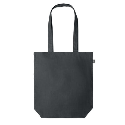Bolsa negra de la compra de asas largas con fuelle y de cáñamo