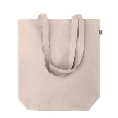 Bolsa verde de la compra de asas largas con fuelle y de cáñamo