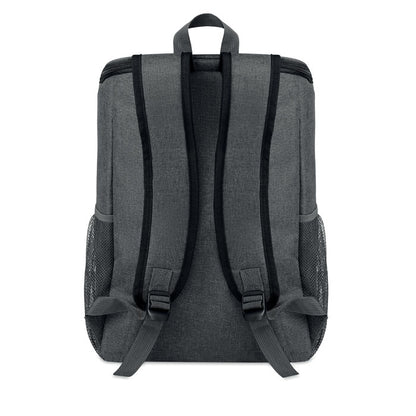 Espalda y asas acolchadas de mochila nevera negra 