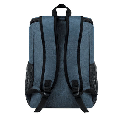 Espalda y asas acolchadas de mochila nevera azul 