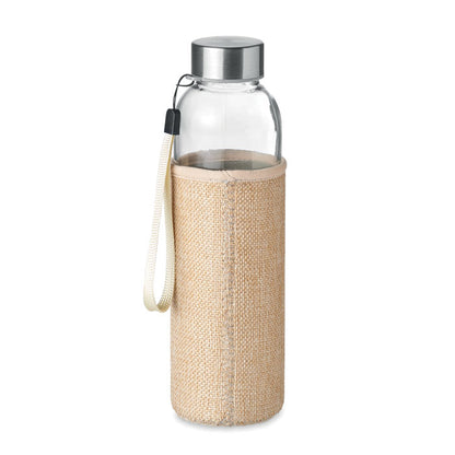 Bidón de cristal con funda de yute