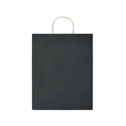 Vista frontal de bolsa negra de papel
