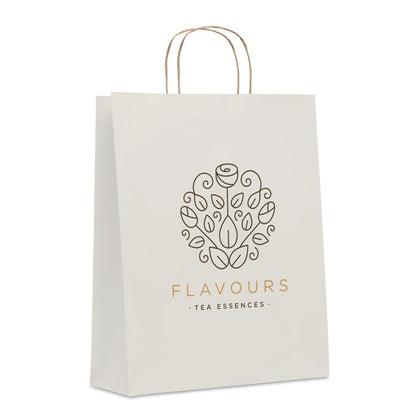 Bolsa de papel blanca personalizada con logotipo