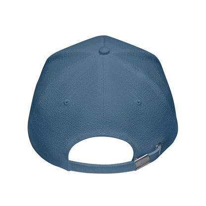 Vista trasera de gorra azul con ajuste metálico