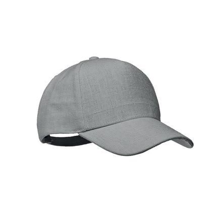 Gorra de cinco paneles de tejido de cáñamo gris