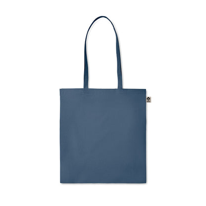 Tote bag azul oscuro de algodón con asas largas 