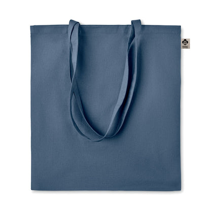 Bolsa de algodón orgánico color azul marino con asas larga
